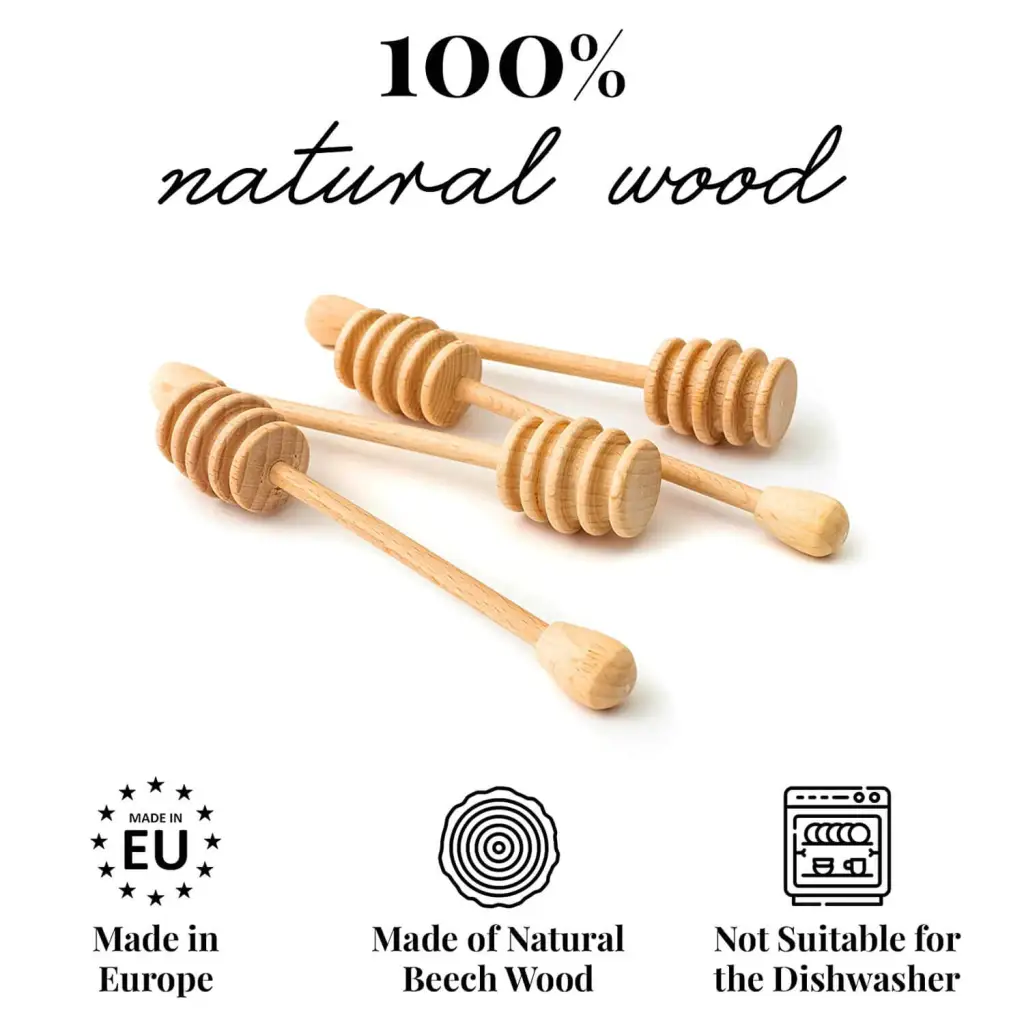 Handcrafted Set of 4 Wooden Honey Spoons - Sweet Honey Dipper Gift Set - Image 2