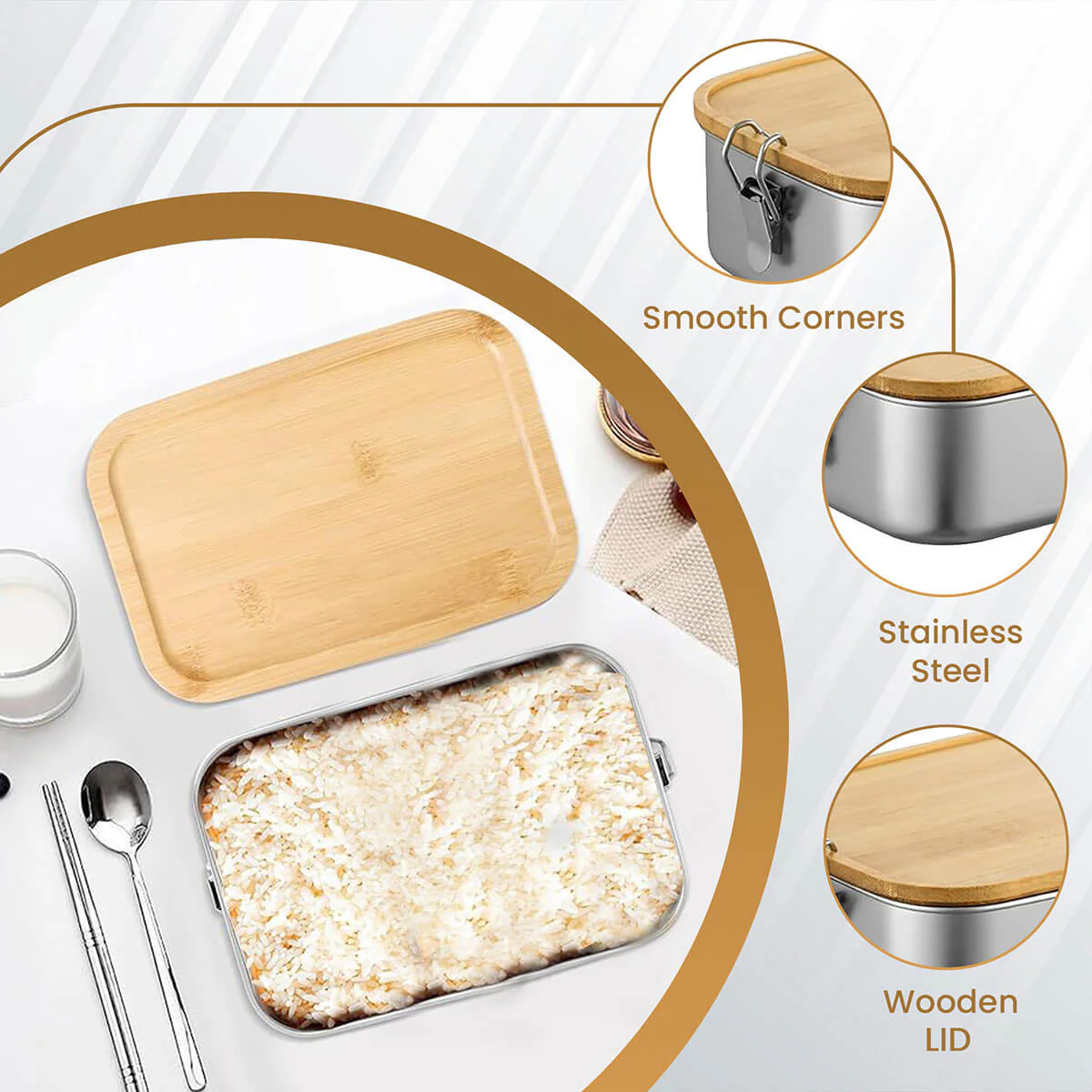 Lunch Box with Water Bottle - Stainless Steel Set - Image 6